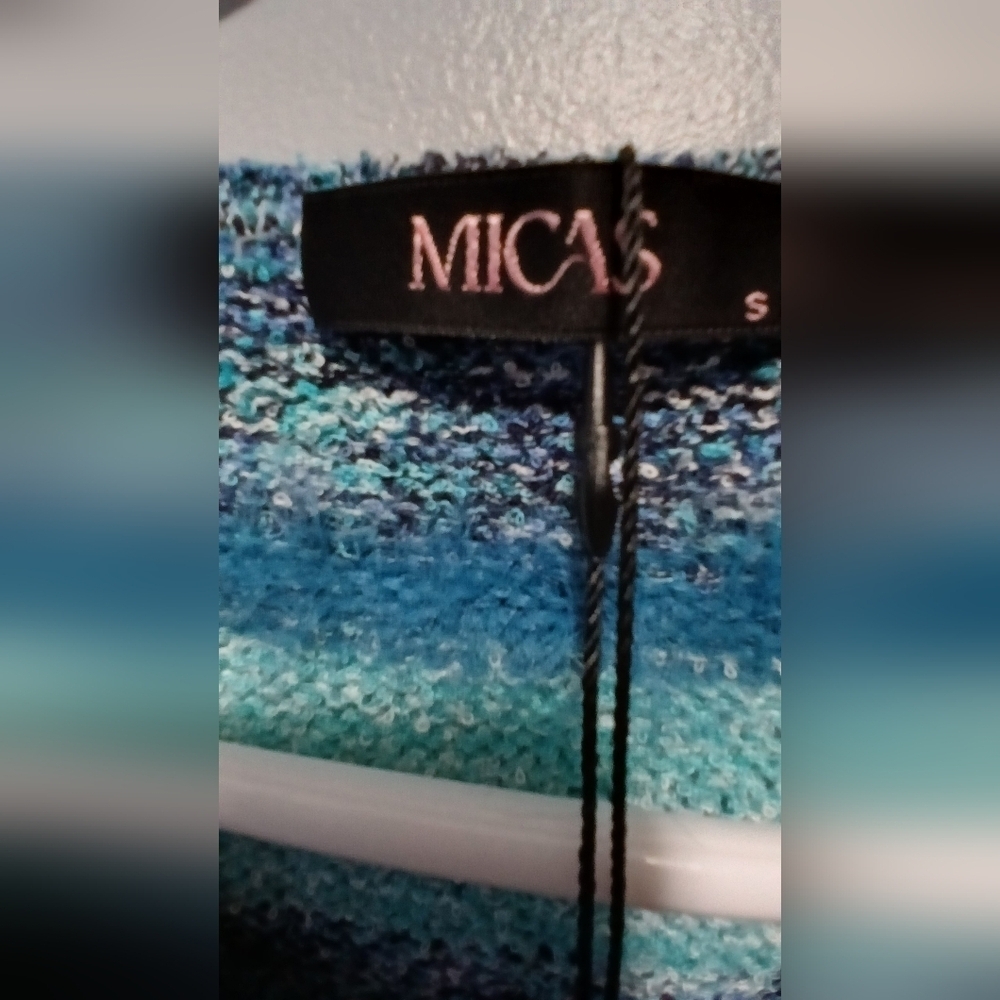 Mica's womens Small cropped open front fuzzy striped sweater Y2k Ombre NWT - Picture 5 of 7